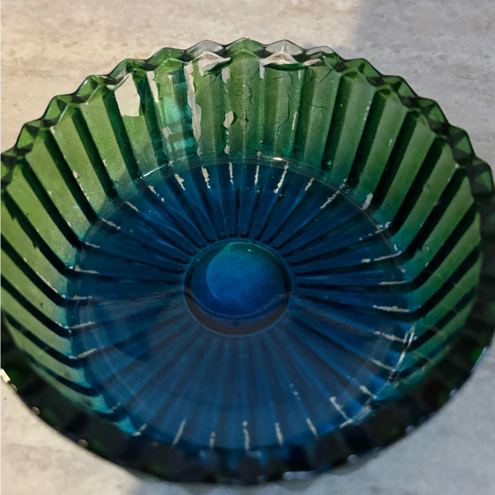 Elegant Vintage Blue and Green Glass Swan powder container - Picture 4 of 5